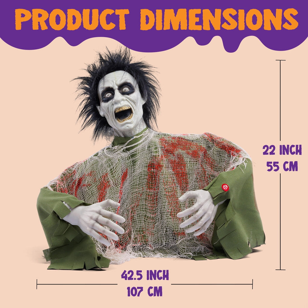 Joyfy Halloween Groundbreaker Animated Halloween Decorations Zombie with Crawling Creepy Animatronic Decorations with Movable Arms,Outdoor Scary Halloween Yard Decorations