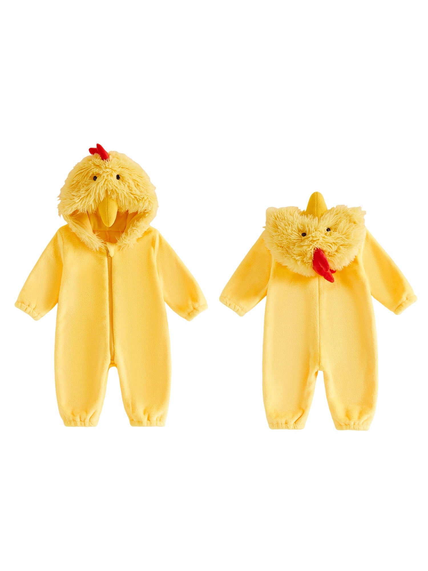 RUINIXCW Toddler Baby Girl Boy Halloween Chick Costume Cosplay Outfit Infant Fall Winter Clothes Snowsuit Fleece Jumpsuit Long Sleeve Hooded Romper