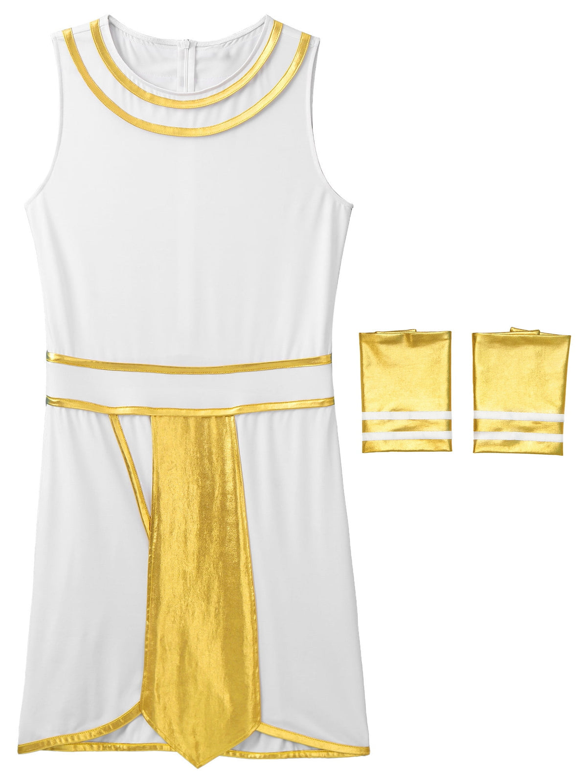 Haitryli Men's 3 Pieces Mr Toga Greek God Set Adult Party Toga Roman Dress with Wristband Blue 3XL