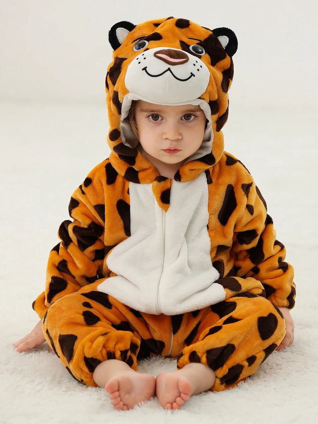 WIBACKER 0-3T Unisex Baby Animal Costume Winter Autumn Flannel Hooded Romper Christmas and Halloween Dinosaur Cosplay Jumpsuit