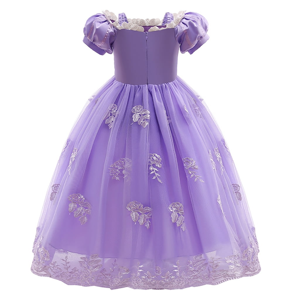 IBTOM CASTLE Little Girls Princess Halloween Cosplay Outfits for Kids Party Fancy Dress up Long Evening Gown 4-5 Years Cinderella Blue