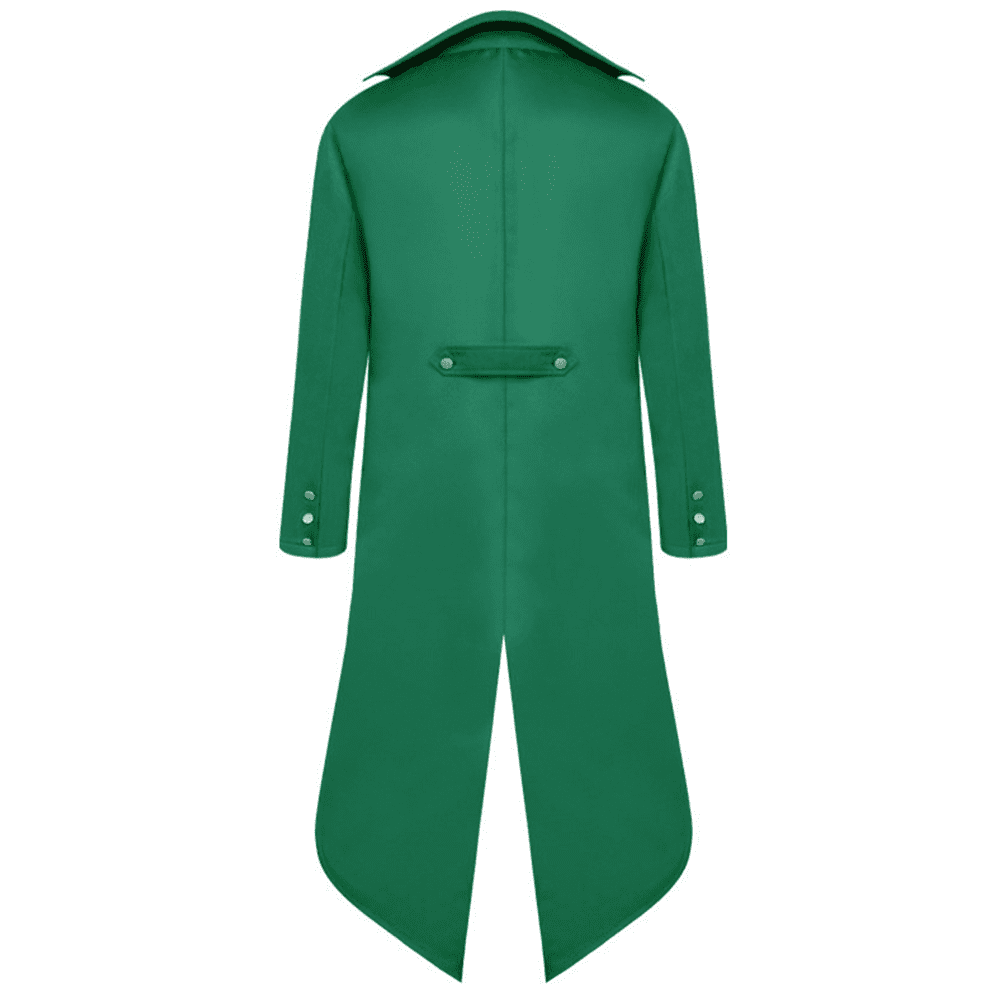 IBTOM CASTLE Men's Steampunk Vintage Tailcoat Jacket Gothic Medieval Victorian Frock Button Down Swallow Coat M Green