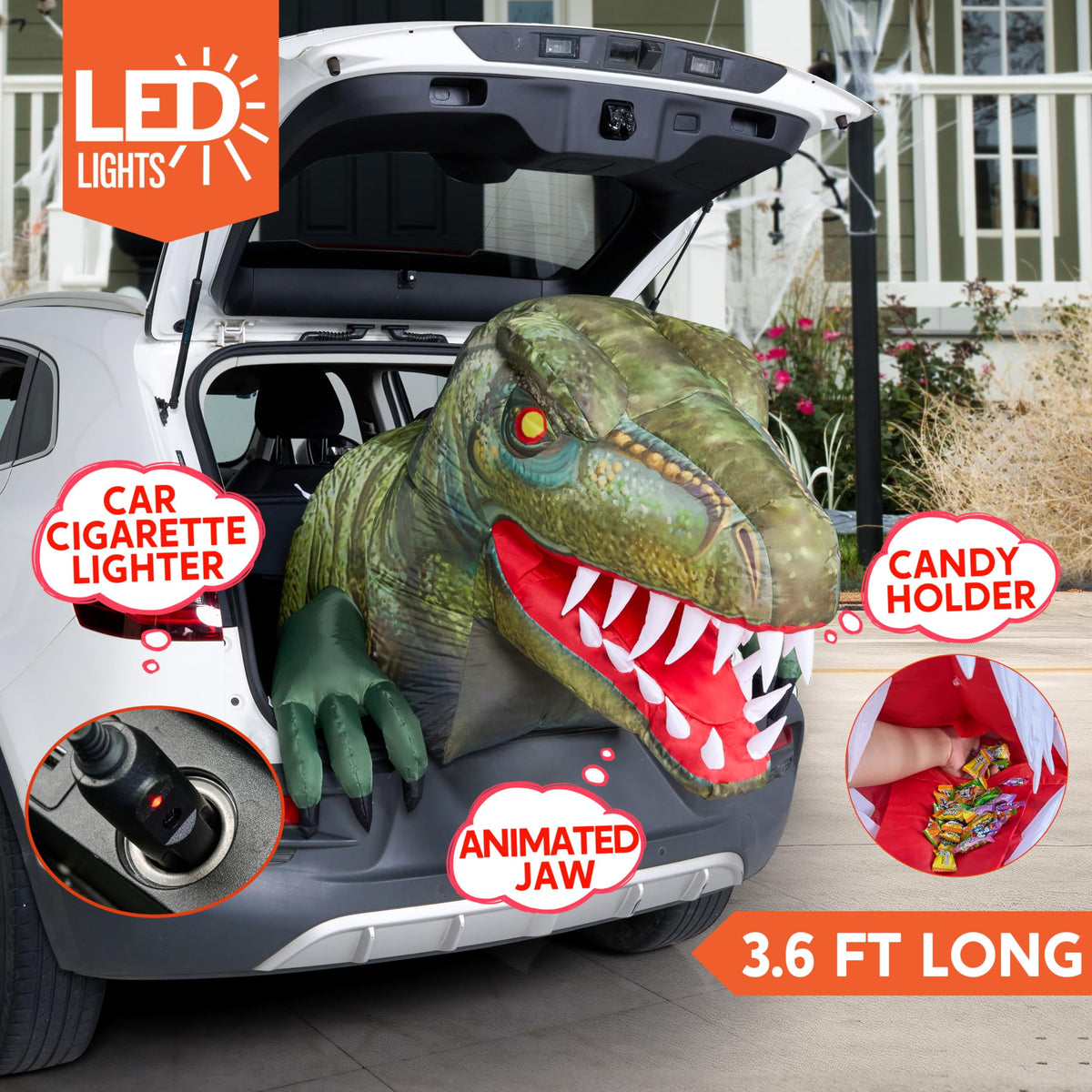 Joyfy 6 FT Halloween Inflatable Haunted Castle Decoration,Trunk or Treat Car Decorations Kit Ghost and Pumpkin with Built-in LED Light for Halloween Party Indoor,Outdoor,Yard,Garden Decor