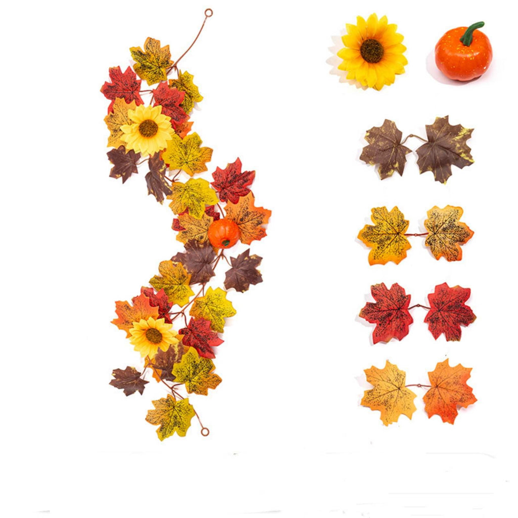 SCNOR Artificial Fall Oak Leaves 2-Pack, Faux Autumn Stems for Vase, Thanksgiving Halloween Table Decor