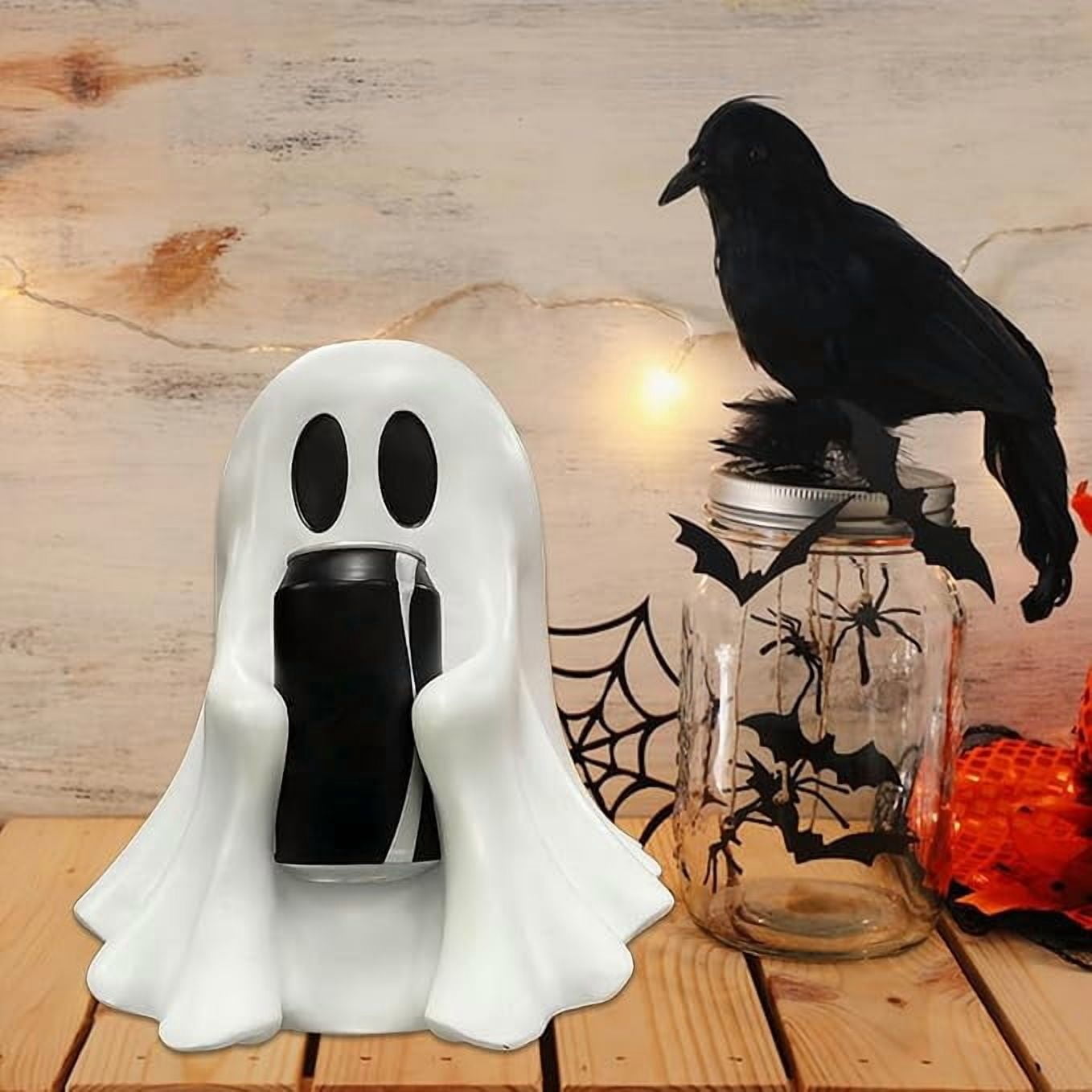 Halloween Cute Ghost Ghost Holding Coke, Spooky Beverage Holder Figurine, Cute Ghost Drink Holder Coke, Halloween Decorations For Tabletop, Party Decor & Office & Desk Display Hallow