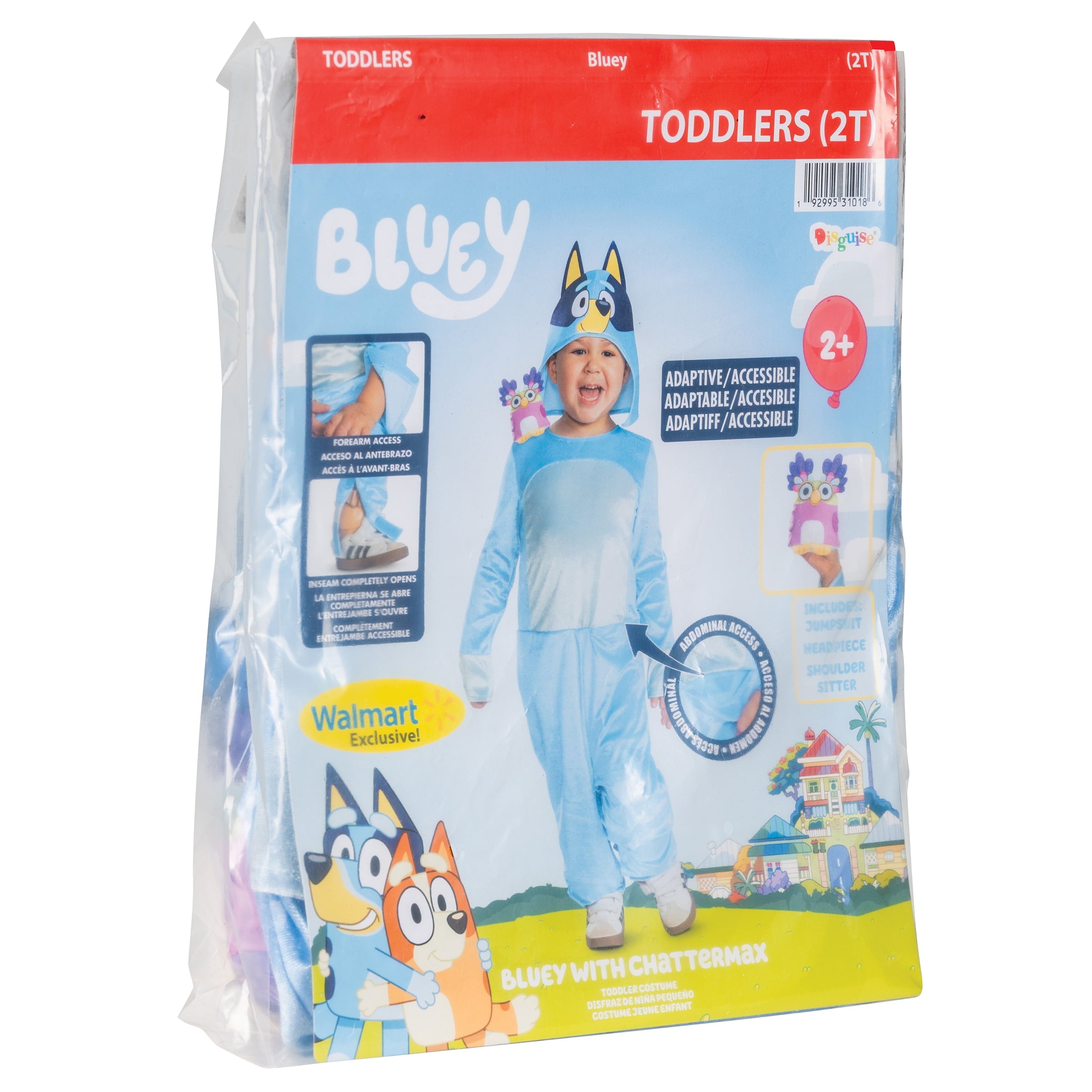 Bluey 'Bluey' Halloween Adaptive Costume for Children, Toddlers Size 3T-4T, by Disguise