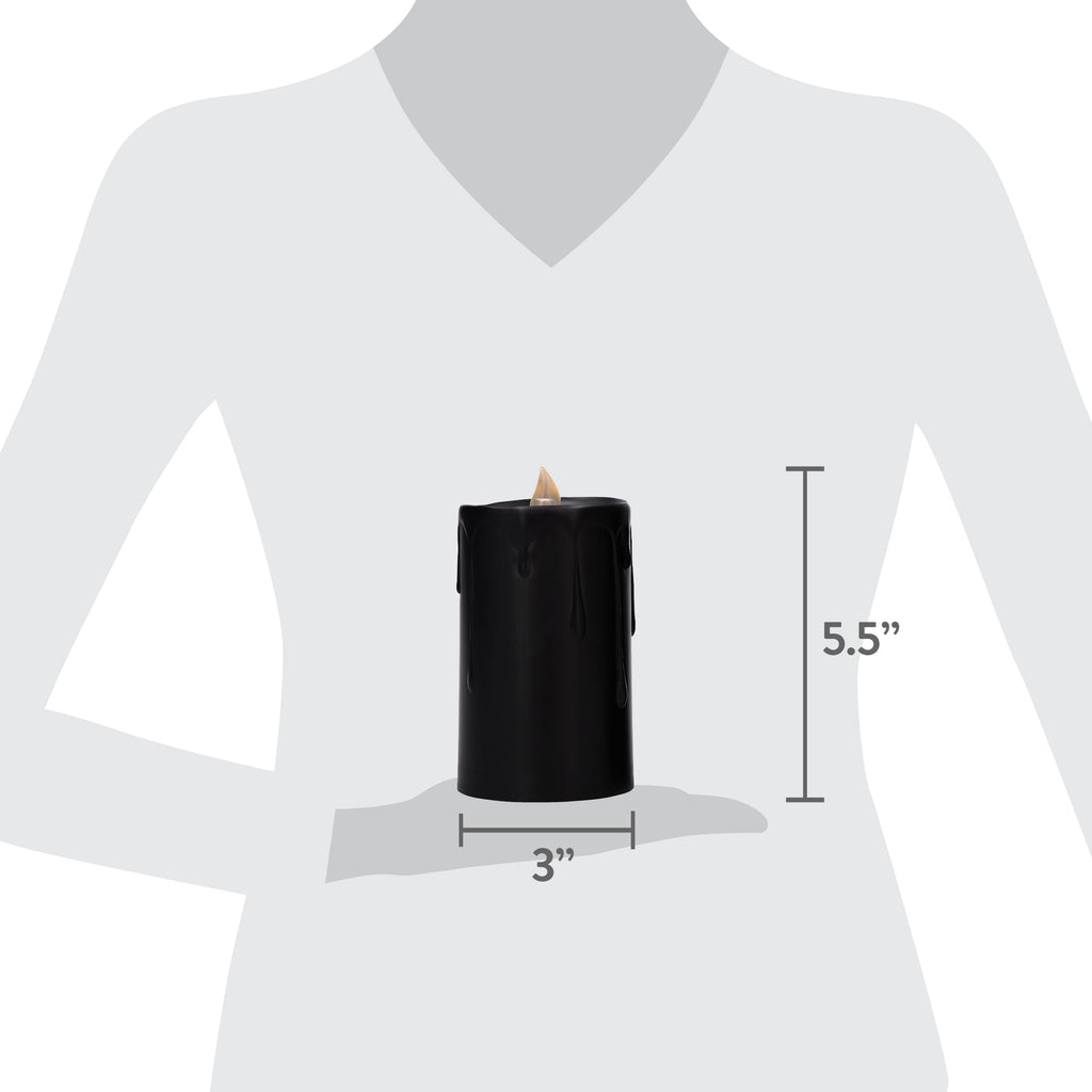 Battery-Operated Warm White LED Flameless Candles, Black, 5.5", 2 Count, Halloween by Way To Celebrate