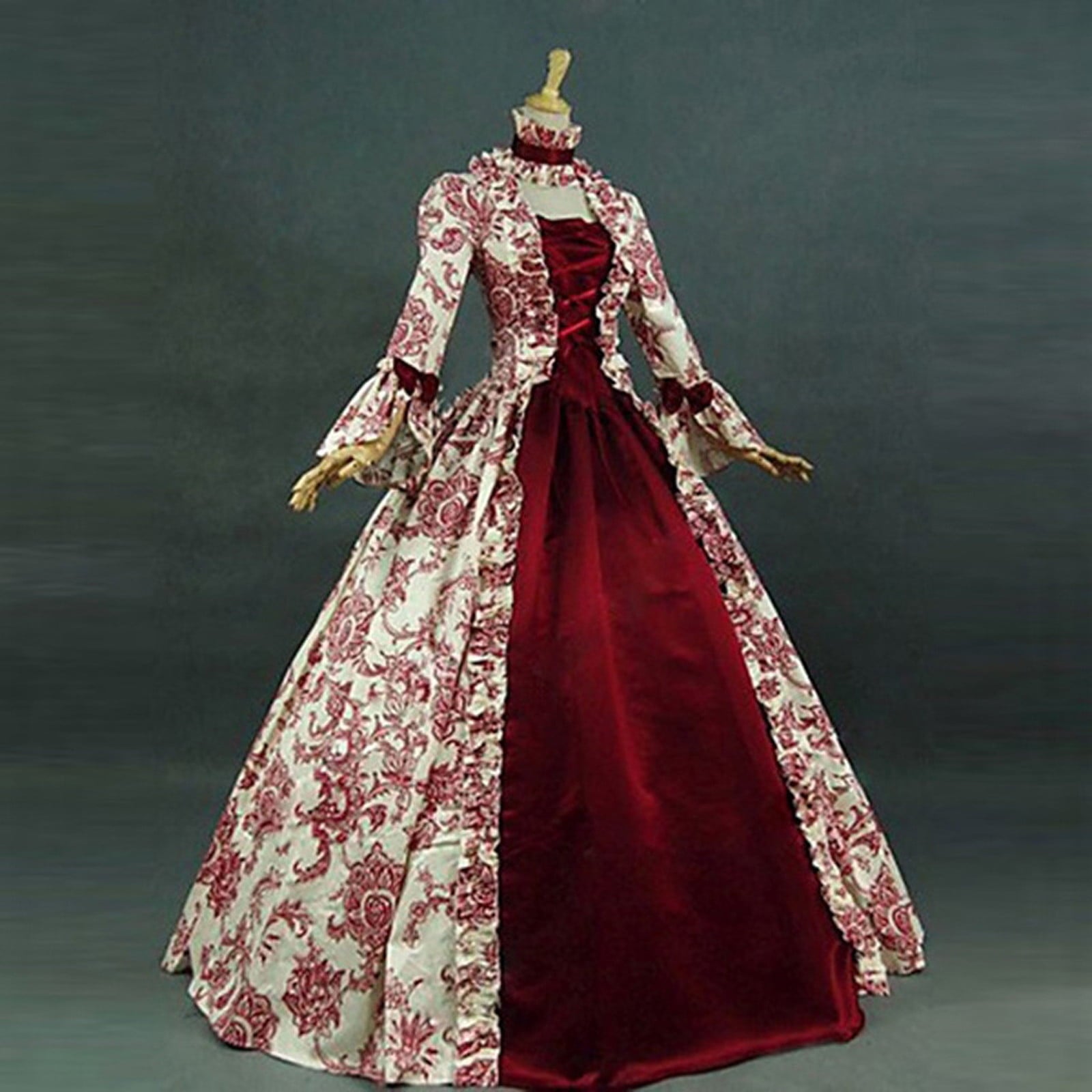 Hvyesh Plus Size Medieval Dress for Women Formal Ball Gown Victorian Dress Trumpet Sleeve Gorgeous Cocktail Party Dress