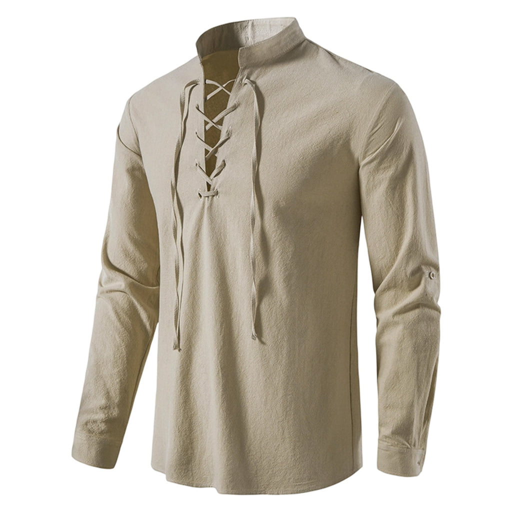 Mens Renaissance Shirt Medieval Pirate Viking Halloween Costume Gothic Steampunk Retro Long Sleeve Lace Up Shirts