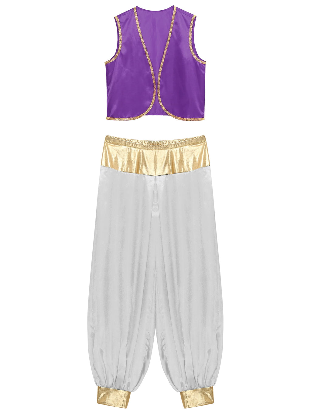 iiniim Mens Arabian Prince Costume Open Front Vest with Pants Halloween Show Fancy Dress up Outfit Royal Blue&Royal Blue S