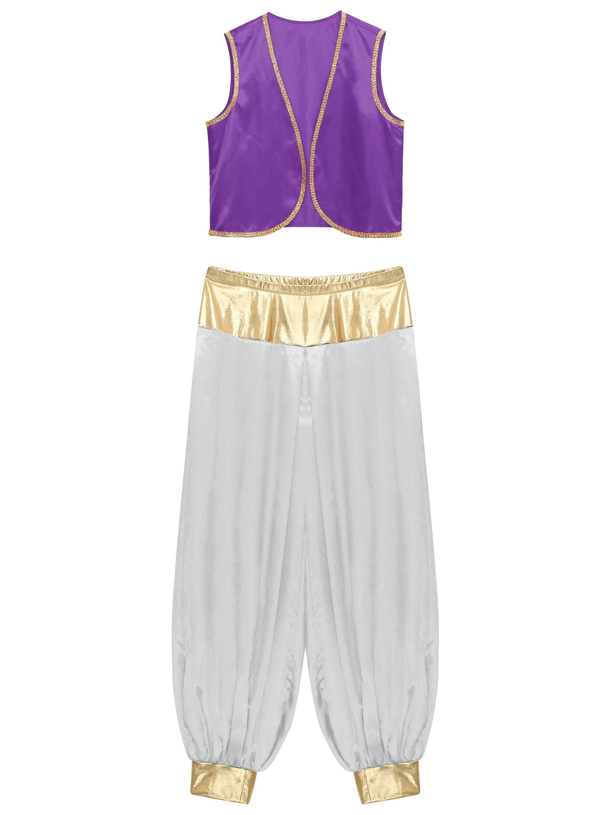 iiniim Mens Arabian Prince Costume Open Front Vest with Pants Halloween Show Fancy Dress up Outfit Royal Blue&Royal Blue S