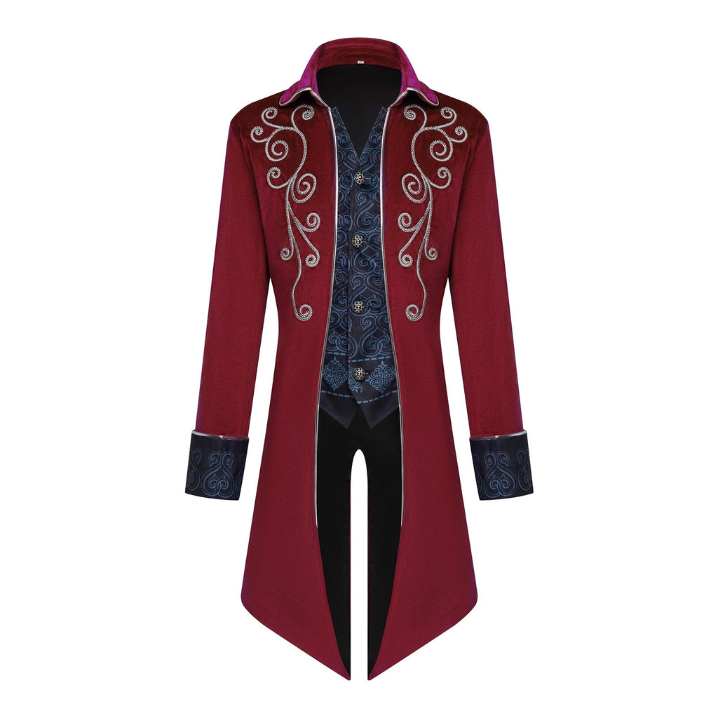 GYQMBT Men Medieval Steampunk Tailcoat Jacket Gothic Victorian Frock Coat Uniform Halloween Party Cosplay Gentleman Costumes, Blue, XL