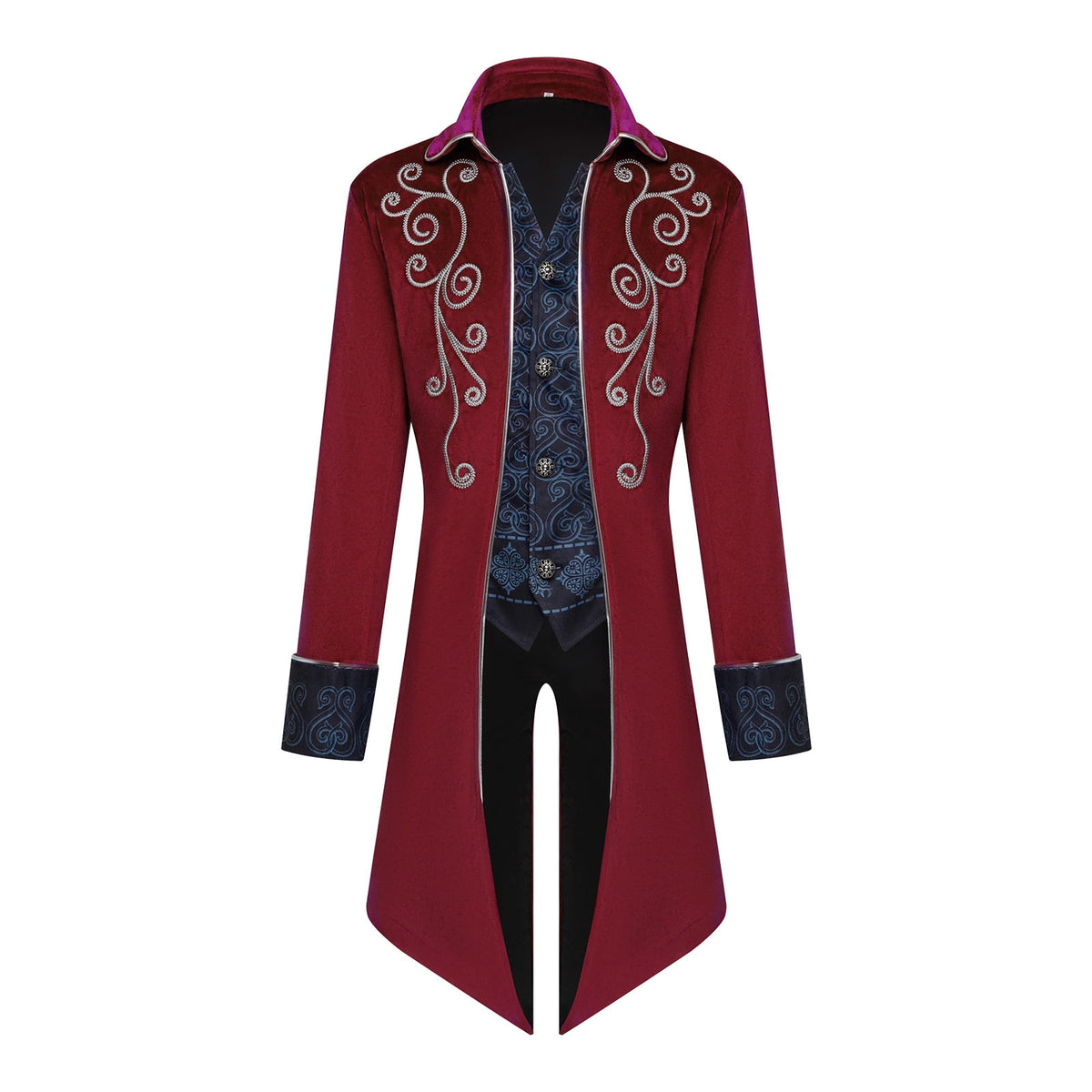 GYQMBT Men Medieval Steampunk Tailcoat Jacket Gothic Victorian Frock Coat Uniform Halloween Party Cosplay Gentleman Costumes, Blue, XL