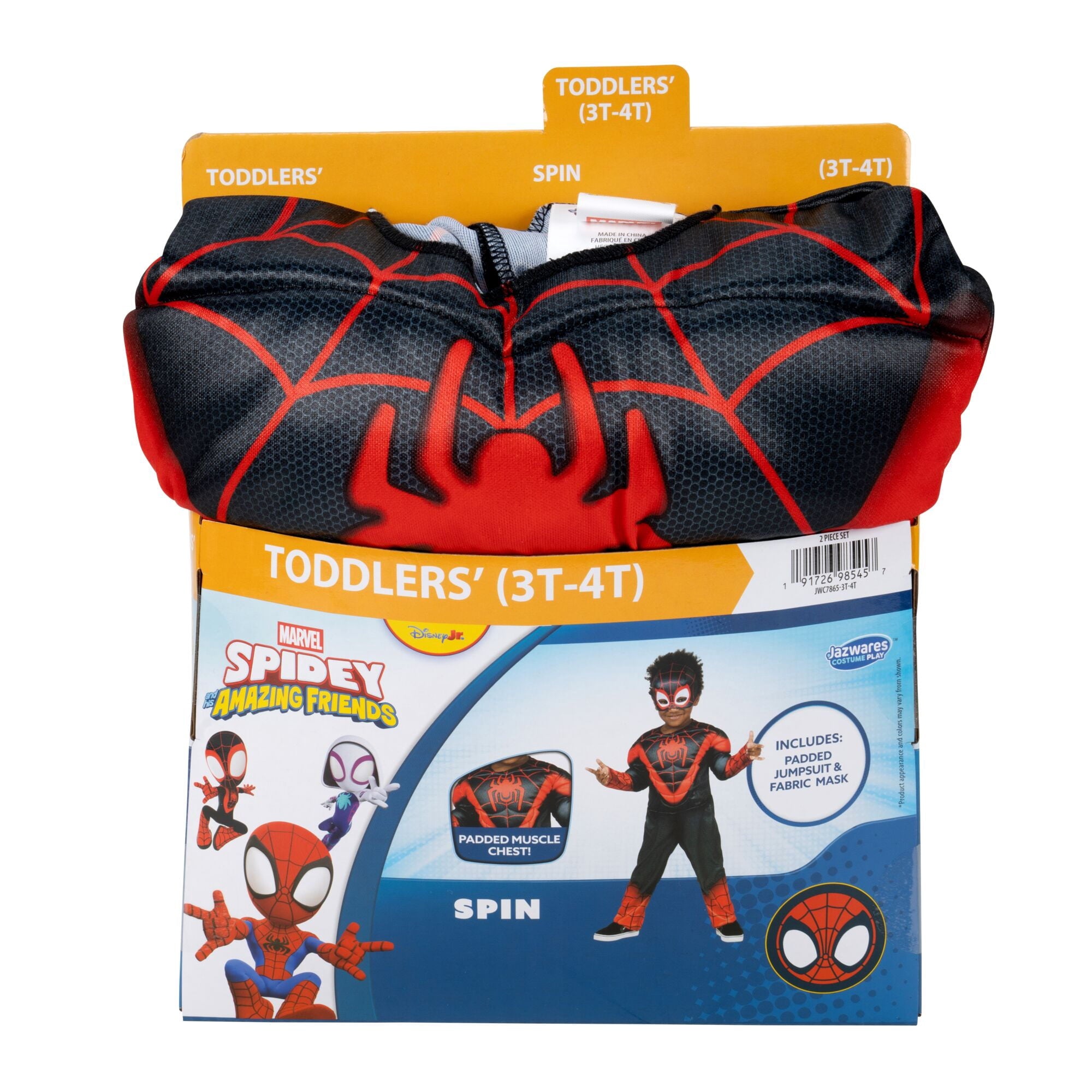 Marvel's Miles Morales Halloween Costume for Toddler, Size 3-4T, by Jazwares
