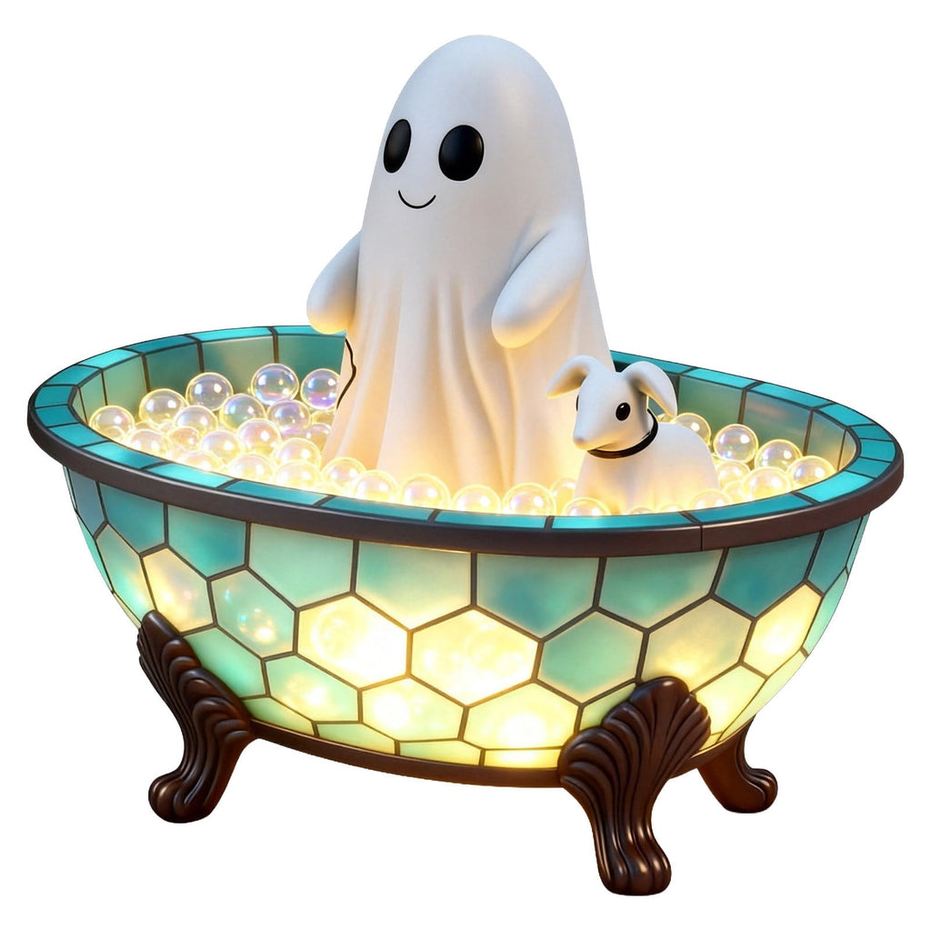 Clearance Halloween Ghost Bubble Bath Lamp, Cute Bathtub Ghost Night Lights for Halloween Decor, Reading Books Nightlight, Halloween Decorations for Indoor Readers & Book Lover Desk Home Party Gifts