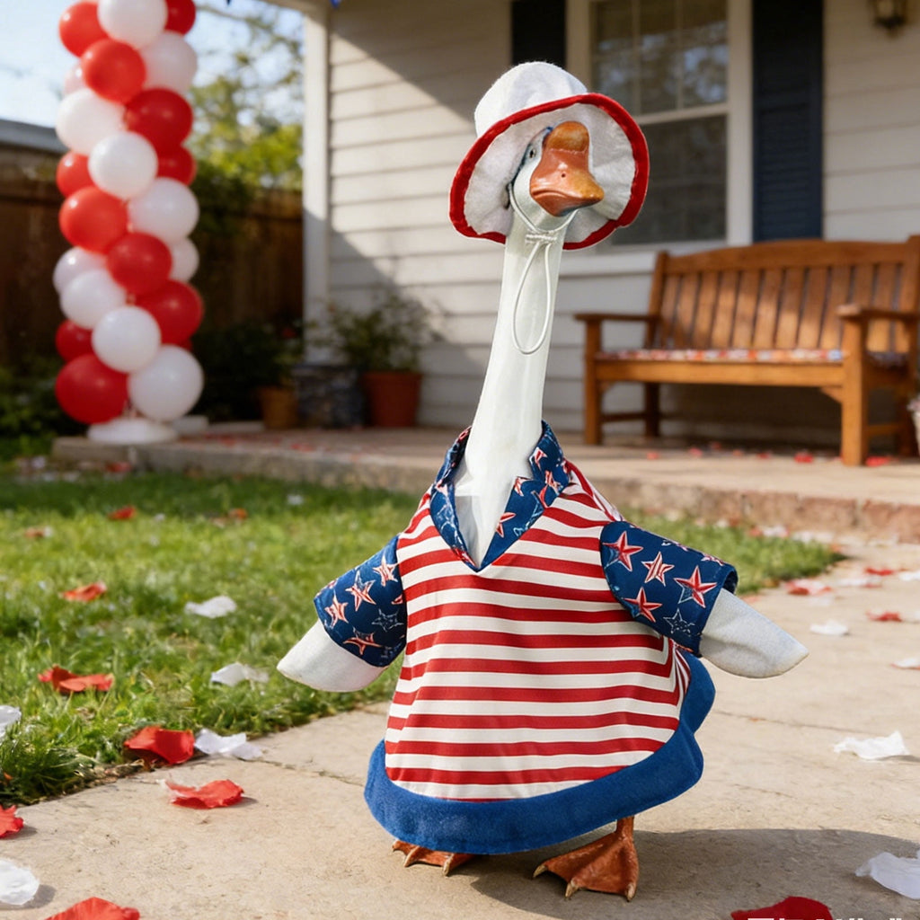 Outdoor Holiday Yard Decor, 23 Inch Porch Goose Outfits, Halloween Pumpkin Themed Porch Goose Clothes, Porch Goose Set with Hat and Treat Bag, Fits Standard 23 Inch Large Porch