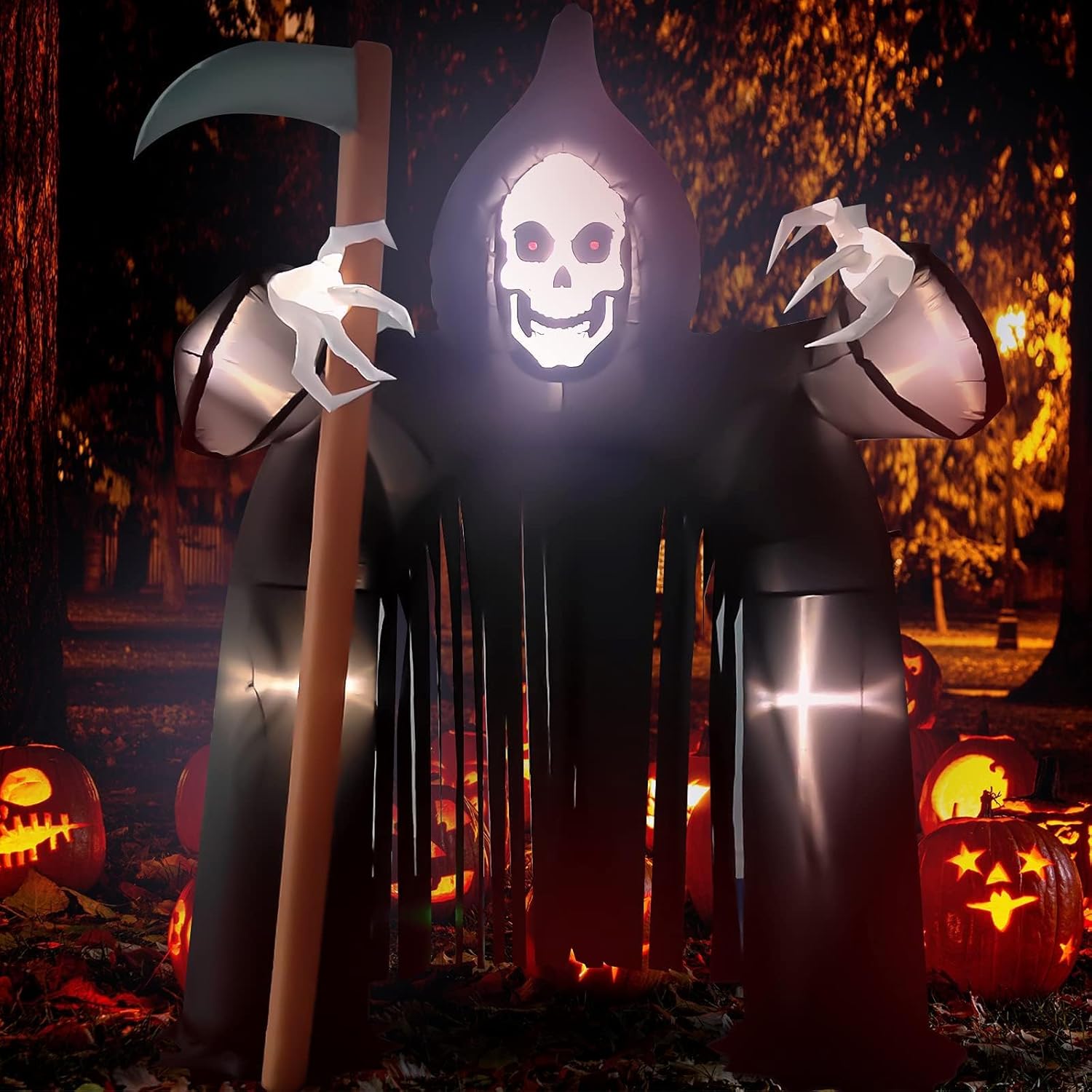 Kalolary 10FT Halloween Inflatable Ghost Archway, Haunted Blow-Up Arch with Built-in LEDs for Outdoor Garden, Lawn, and Yard Party Decorations