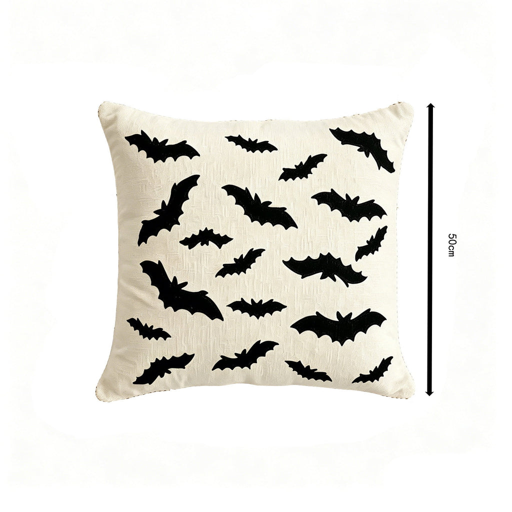 Yeciiwht Halloween Throw Pillow Cover – 18*18inch Embroidered Linen Cushion Case with Ghost, Mummy & Bat Designs, Invisible Zipper, Machine Washable