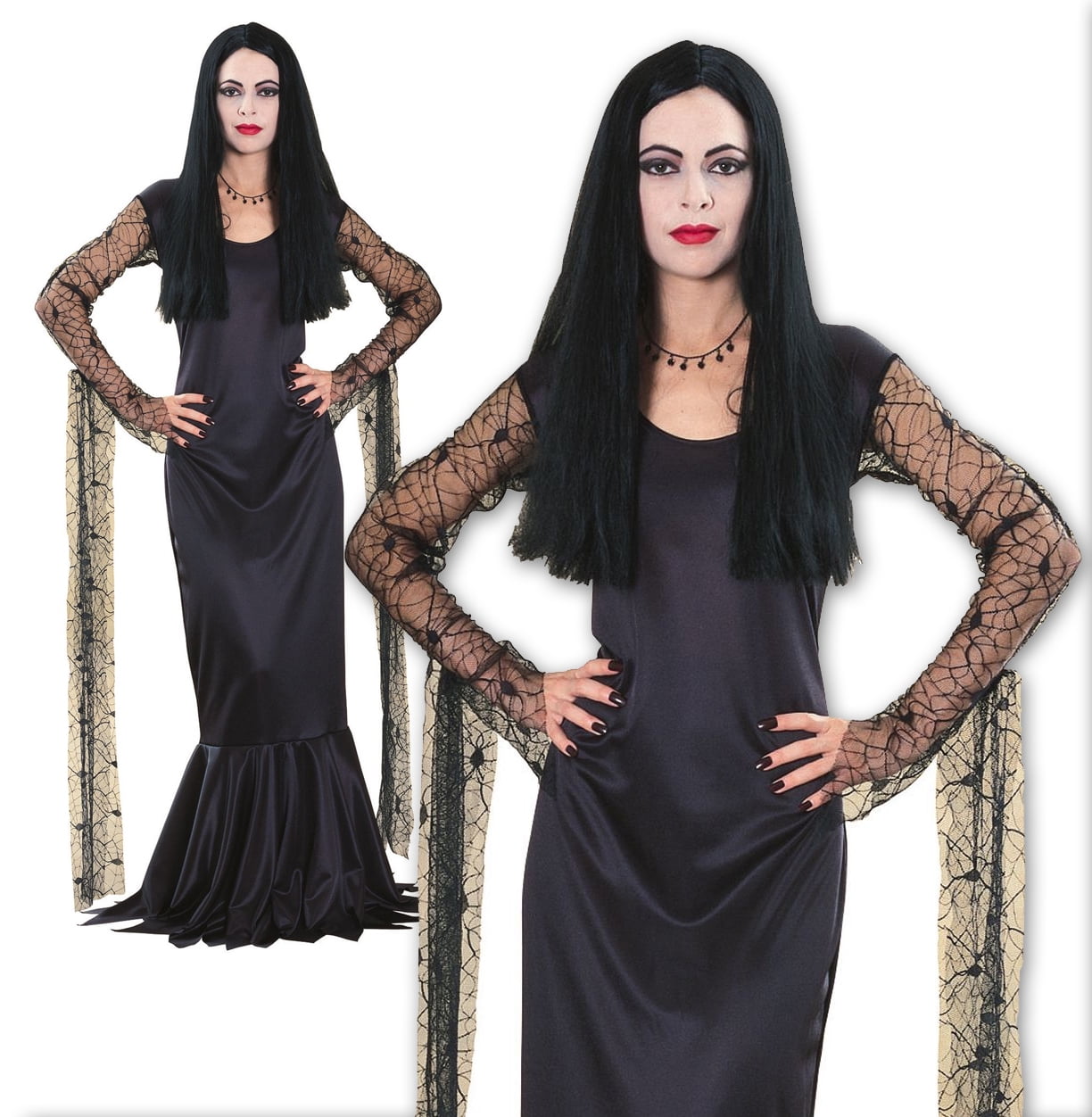 Addams Family Morticia Women's Halloween Fancy-Dress Costume for Adult, L