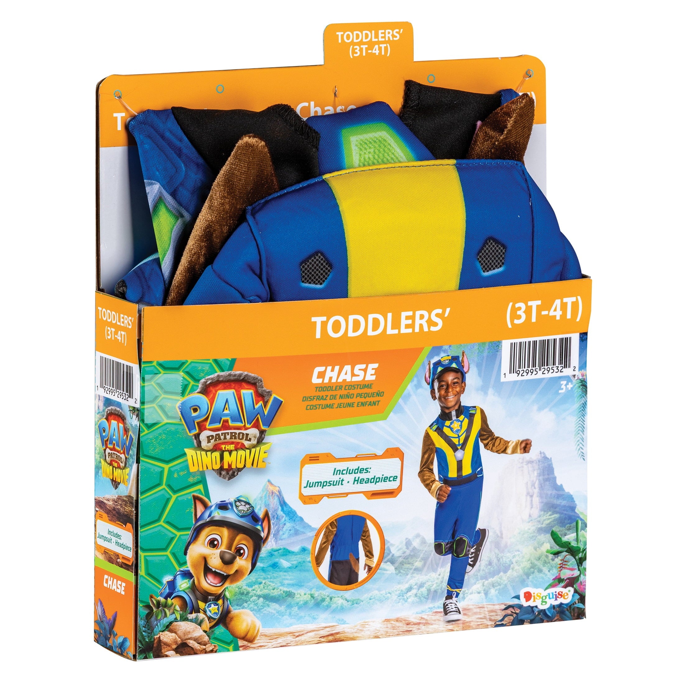 Paw Patrol Chase Dino Halloween Costume for Children, Toddlers Size 3T-4T, by Disguise
