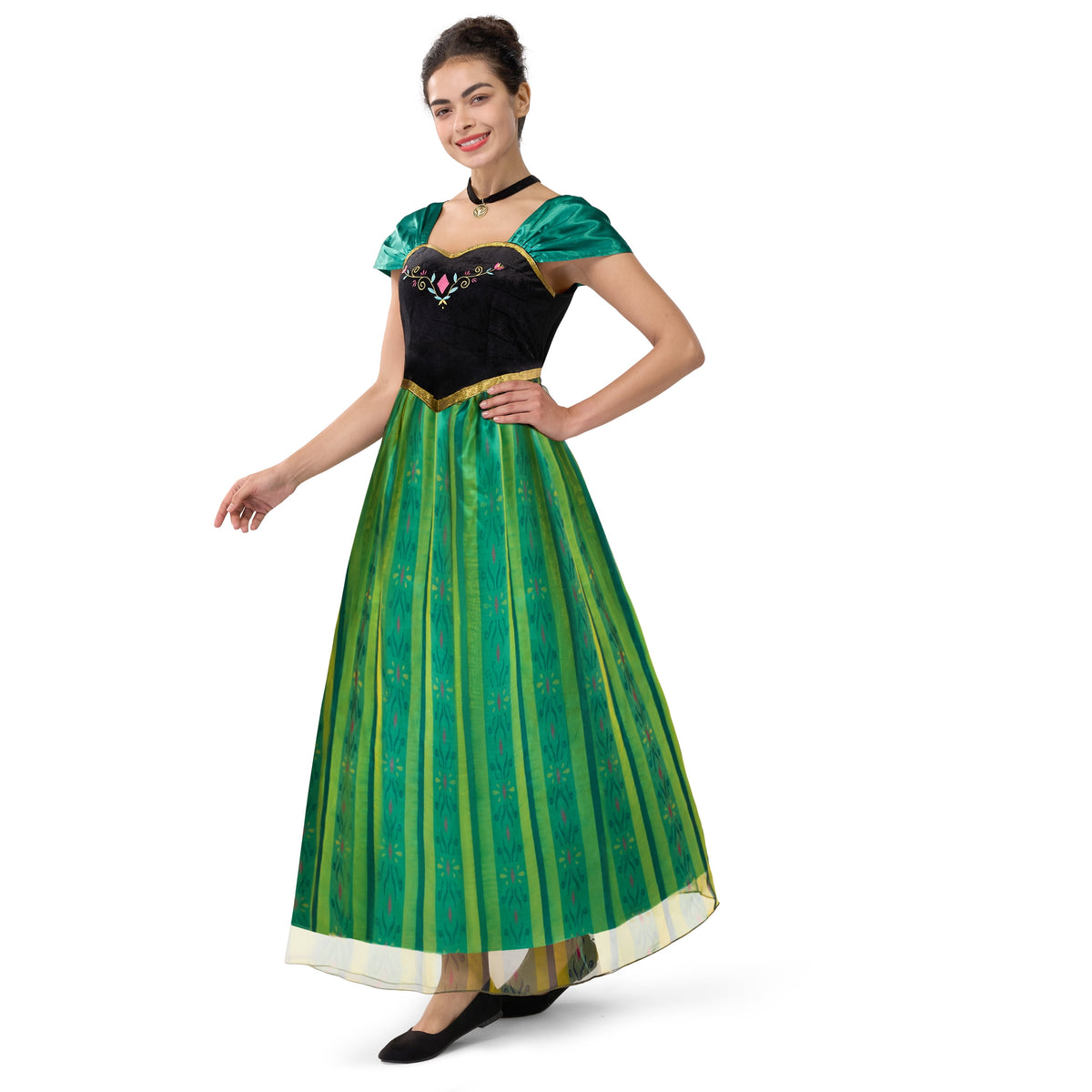 Joyfy Women Princess Costume, Green Dress Fairy for Halloween Costume Party Dress up Role Play M-XXL