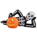 7ft Halloween Inflatable Lying Skeleton with 7 LED Lights for Lawn Decor