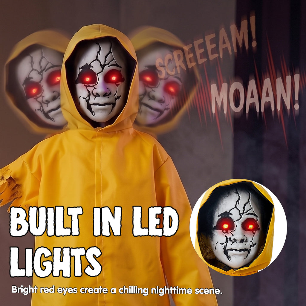 Joyfy 49" Halloween Decorations Outdoor Ghost, Animatronics Life Size Halloween Ghost Decor, Sound-Activated with Glowing Eyes, Movements & Creepy Sound, Scary Haunted House Props for Garden Yard
