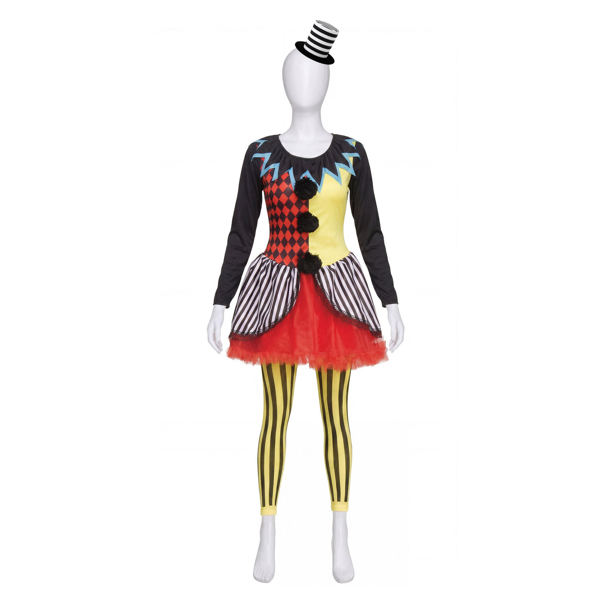 Freakshow Clown Halloween Costume for Adults, Women's Size L (12/14), by Way to Celebrate