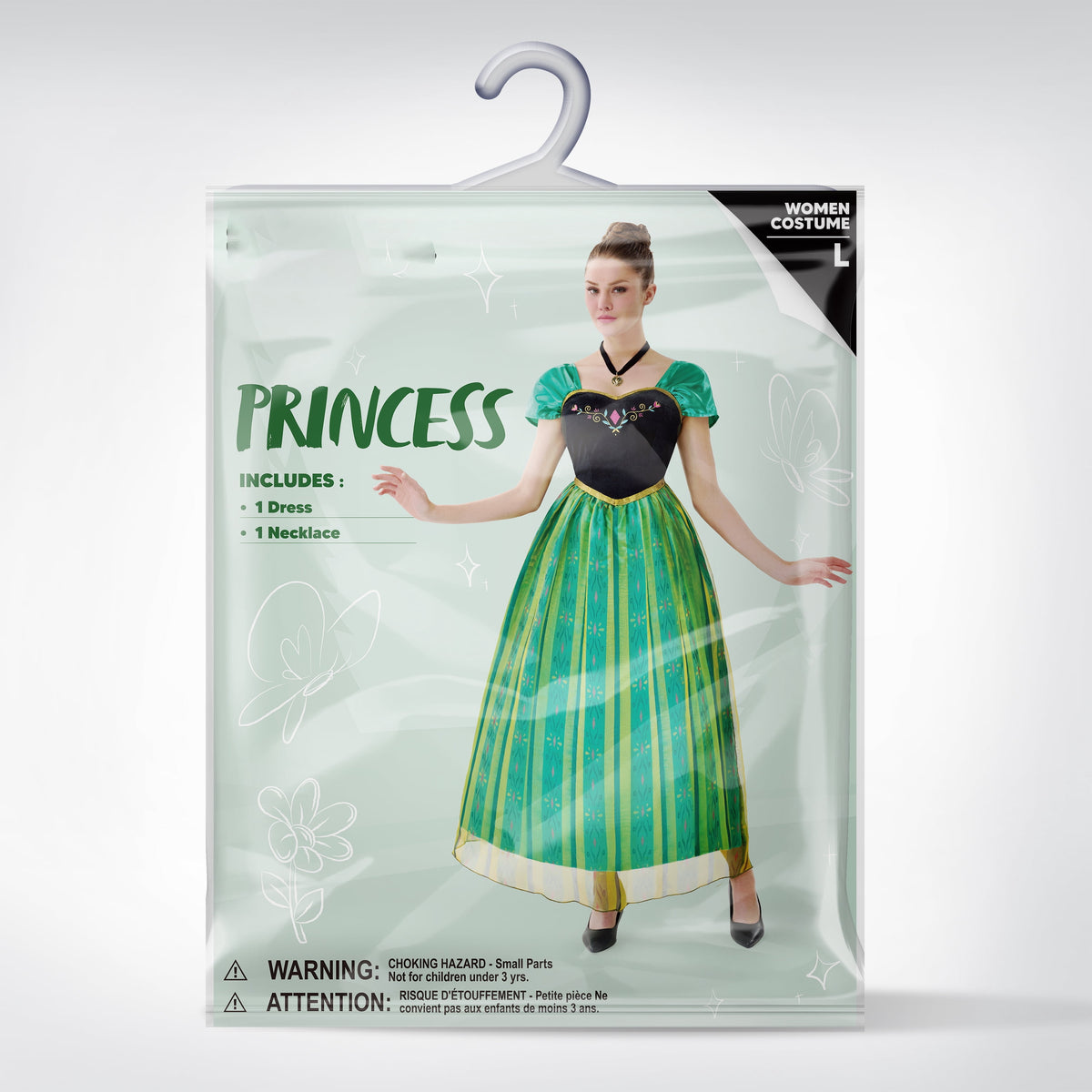 Joyfy Women Princess Costume, Green Dress Fairy for Halloween Costume Party Dress up Role Play M-XXL