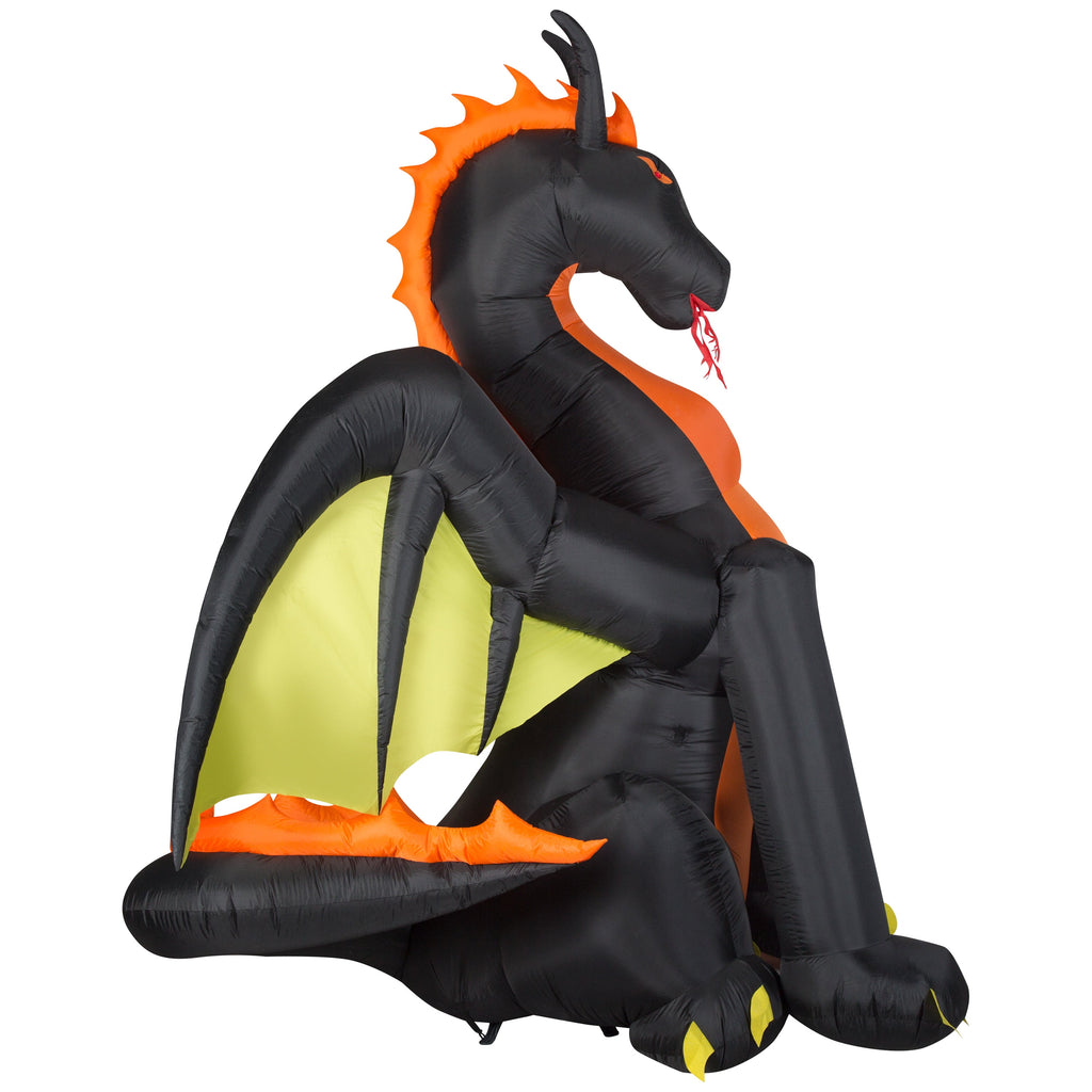 Airblown Inflatables 9FT Tall Animated Halloween Inflatable Dragon with Jack o' Lantern Pumpkin