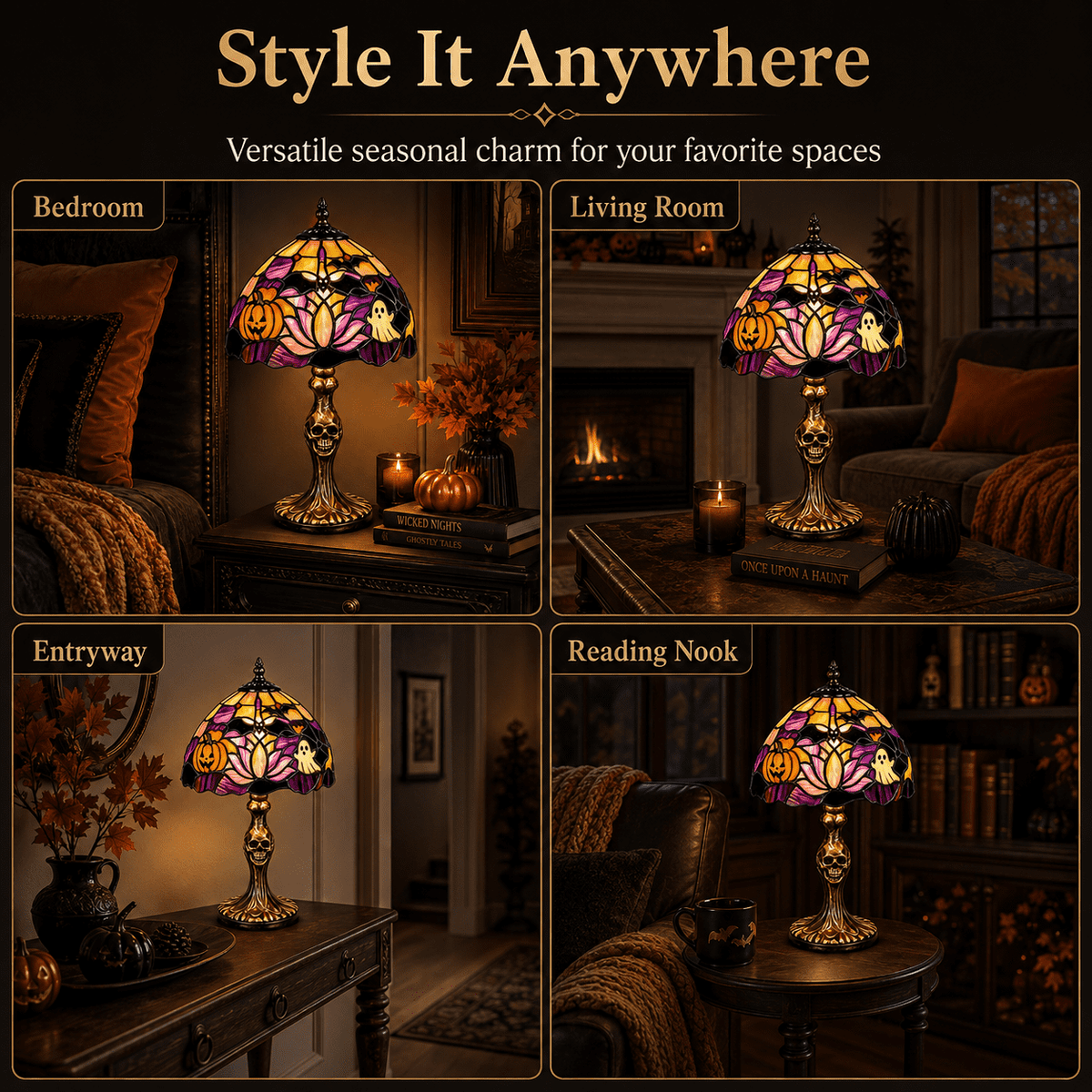Diceymbol Halloween Decorations and Fall Decor, Halloween Venue Decoration Ghost Props LED Illuminated Ghost Decorations for Tabletop, Mantel, Shelf Indoor Outdoor 9.05 inch