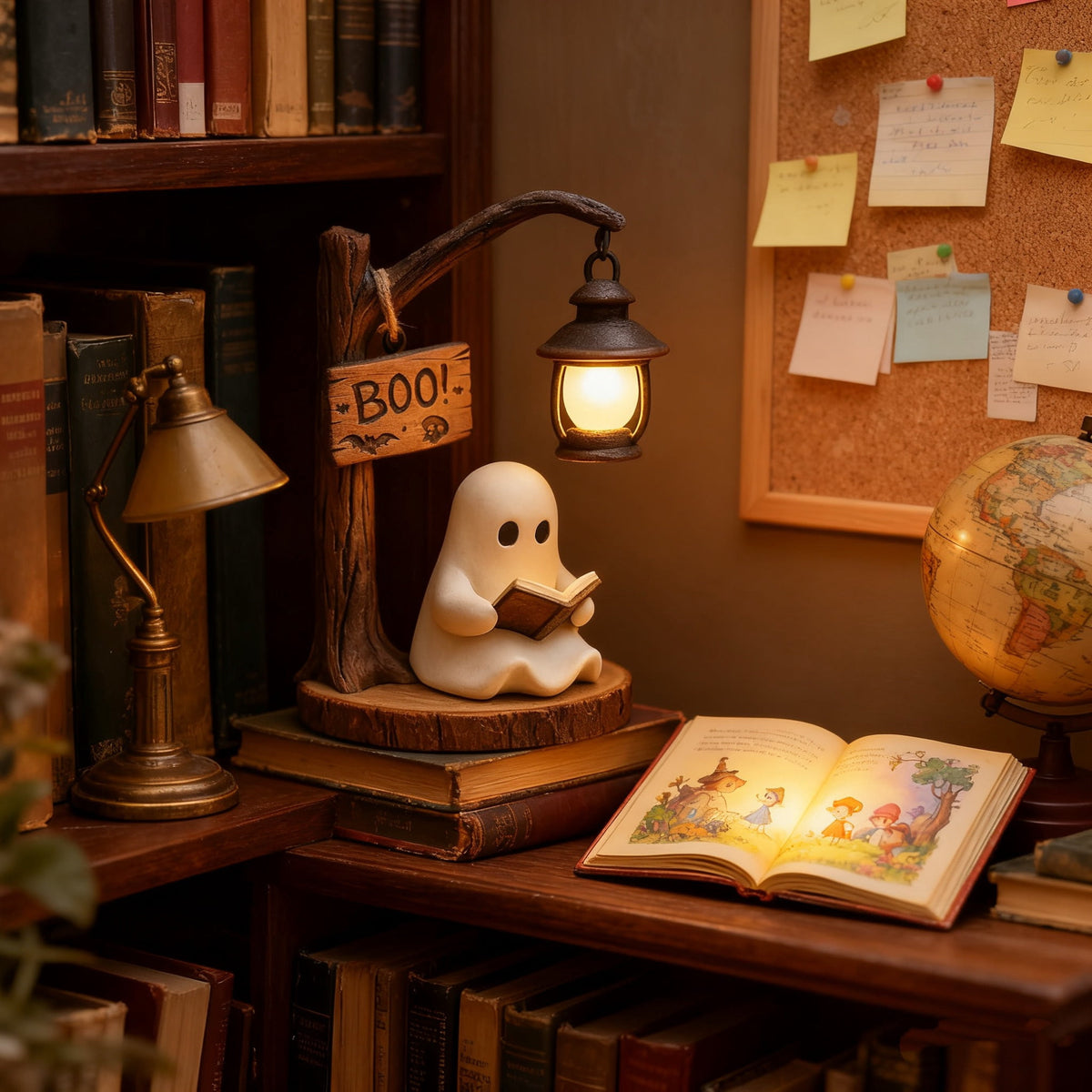 YZEGDCH Halloween 3D Ghost Campfire Flickering Night Light 2 Funny Roasting Marshmallows at Campfire LED Electric Faux Flameless Campfire Nightlight Funny Halloween Decor