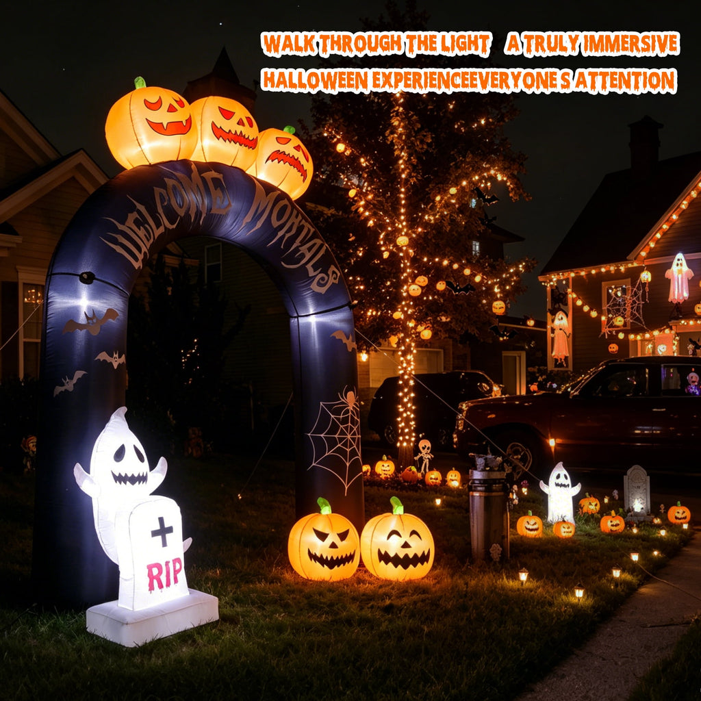 MAGOTAN 5 FT Halloween Inflatables Cape Pumpkin Outdoor Decorations Cape Pumpkin Halloween Inflatable Blow Up Halloween Cape Pumpkin Decoration Build-in LED Lights