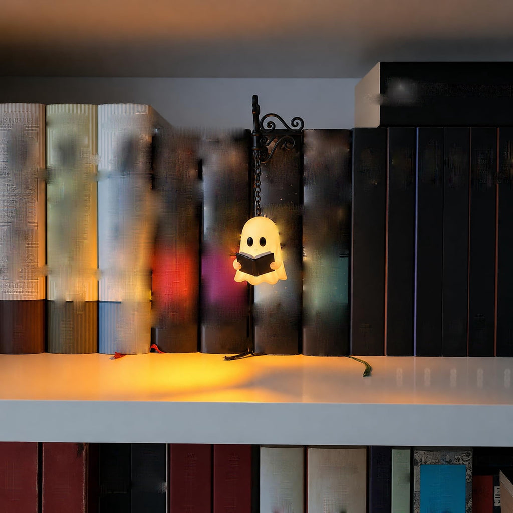 Halloween Ghost Library Lantern Decorative Bookshelf Lighting, Reading Book Shelf Lights for Study Reading Corner Home Library Gift for Book Lovers Bookworms