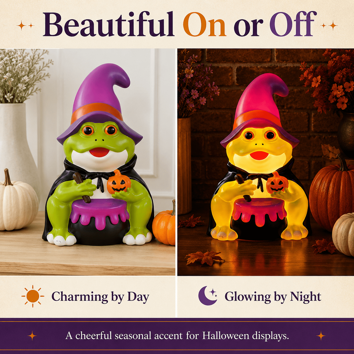 QLUEWX Halloween Witch Frog Blow Mold, Green Witch Hat Frog Figure with Lighted Blow Mold Style, Light Up Frog Statue for Porch Yard Haunted House Indoor Outdoor Home Halloween Decoration