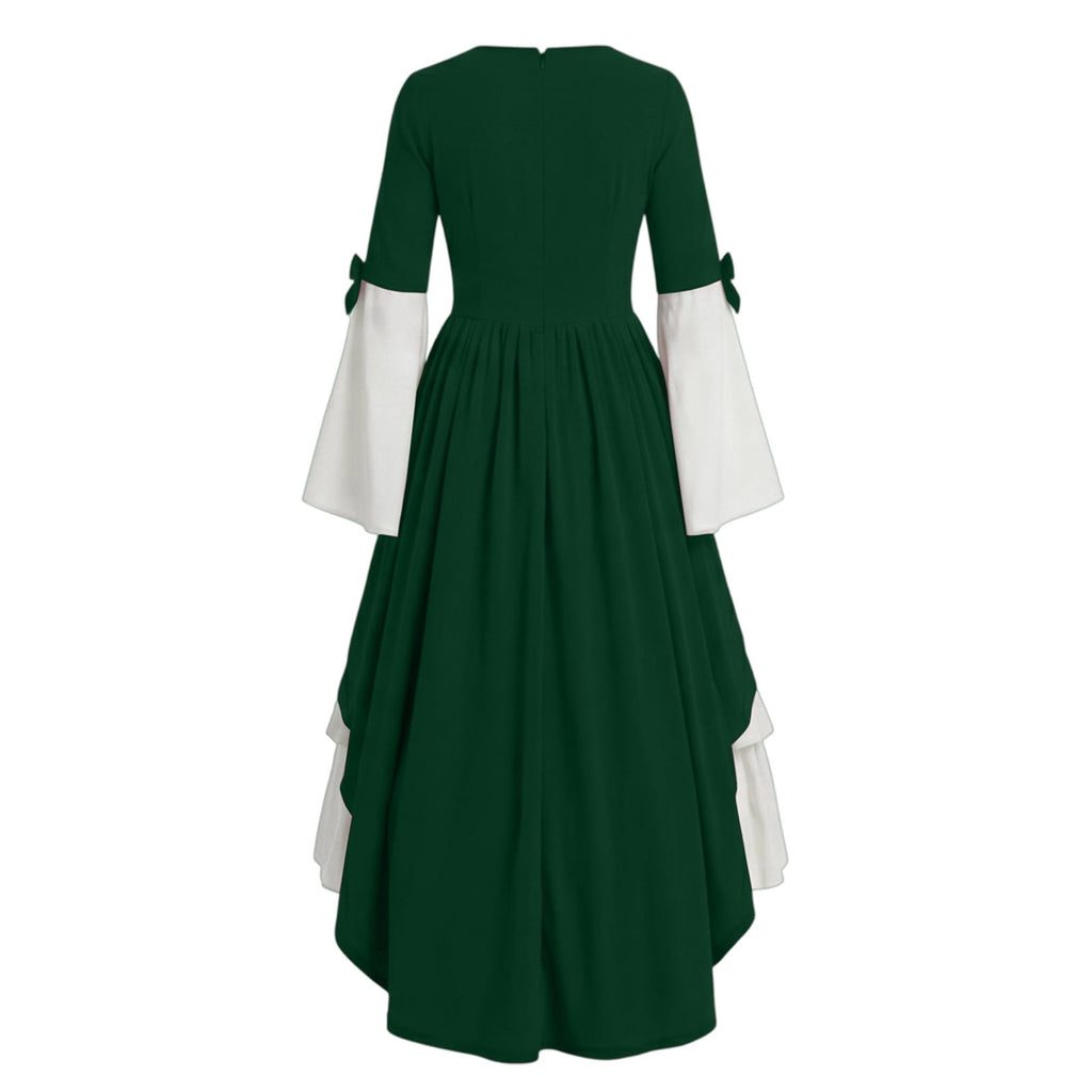 Gothic Dresses for Women Medieval Renaissance Halloween Costume Lace Up Corset High Low Ruffle Hem Square Neck Vintage Gown