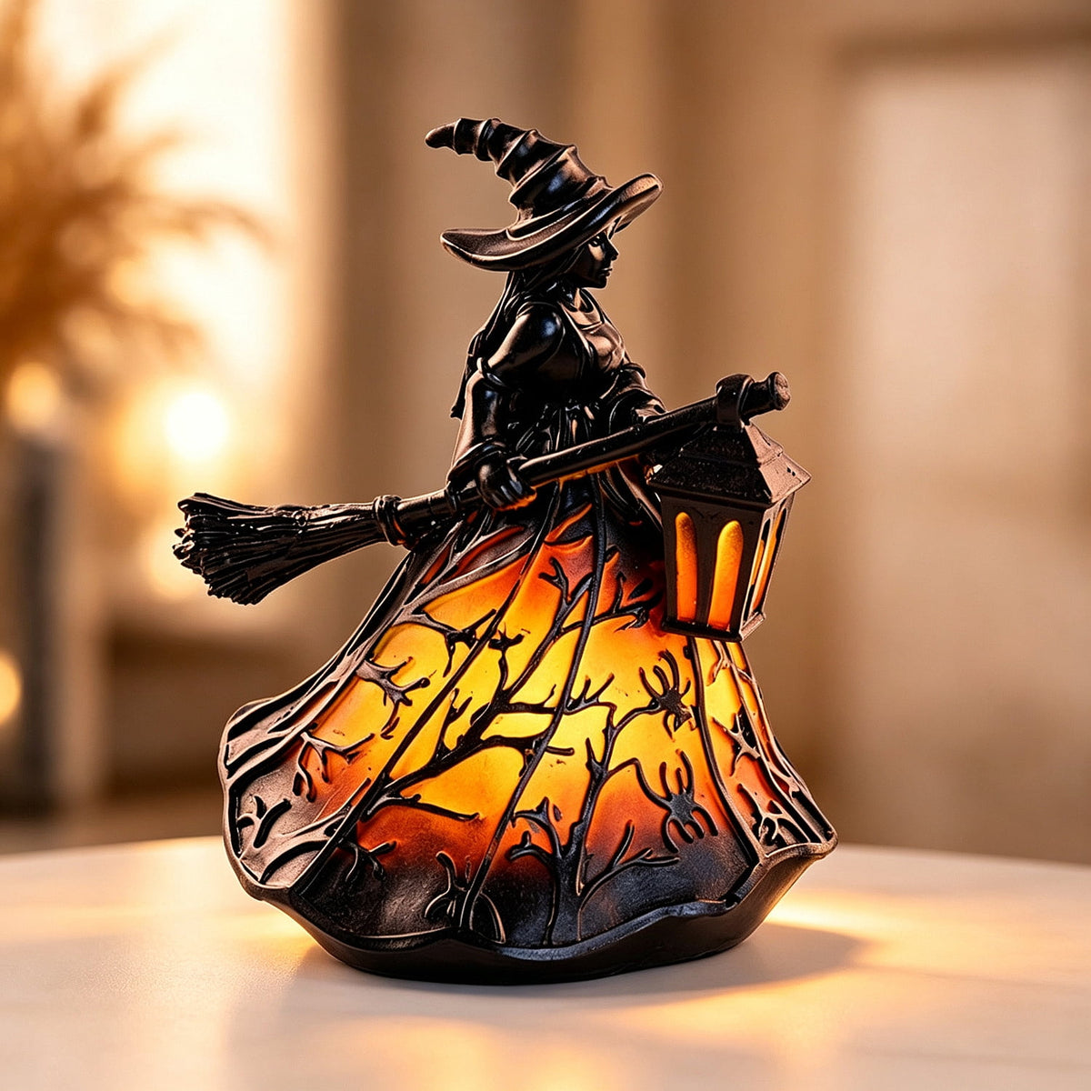 Clearance Gothic LED Lamp – Raven's Moonlight Mysterious Crow on Orb Sculpture, 3D Hollow Lantern Decorative Lamp for Gothic Collectors, Halloween Enthusiasts Best Halloween Gifts