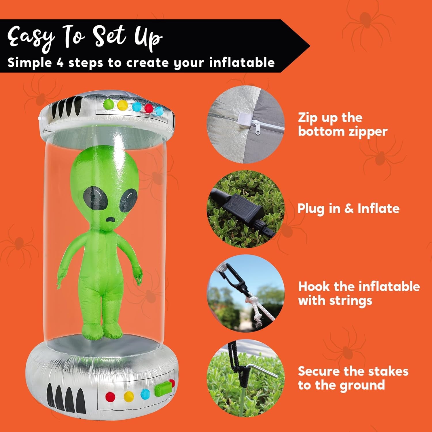 Joyfy 9 ft Halloween Inflatable Giant Alien Decoration with Built-in LEDs,Alien Halloween Decorations Outdoor Blow Up Yard Lawn Decoration