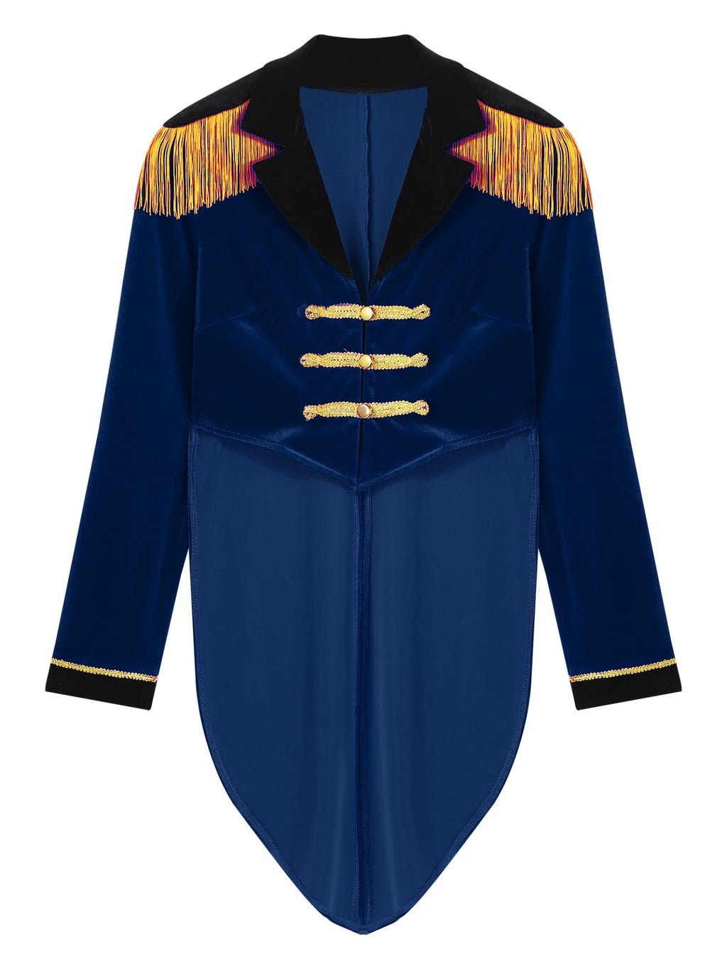 Haitryli Women's Circus Ringmaster Costume Tailcoat Jacket Lapel Velvet Collar Vintage Long Sleeve Navy Blue S