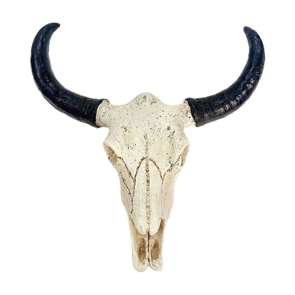 Cadancy Halloween Decorations 3D Animal Skull Bull Horns Wall Mount Art Rustic Farmhouse Wall Decor Gothic Skeleton Head Sculpture for Living Room Bedroom Home Decoration
