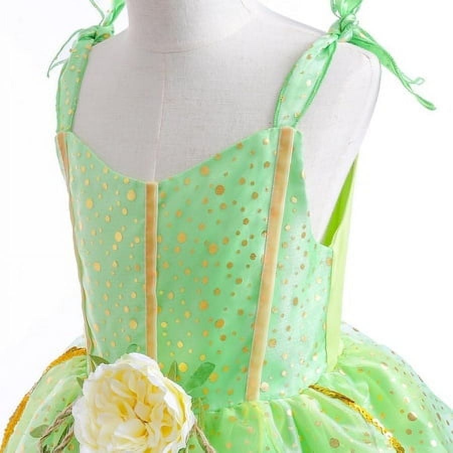 Flowers Fairy Costume Princess Dress Up Set for Girls Tinker Bell Toddler Cosplay Clothes Dress with Wing Set