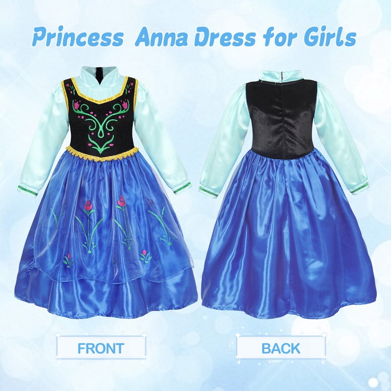 Jurebecia Princess Dress Snow Queen Costume for Girls Birthday Party Halloween Christmas Cosplay Outfit Toddler Kids 120 cm 5-6 Years