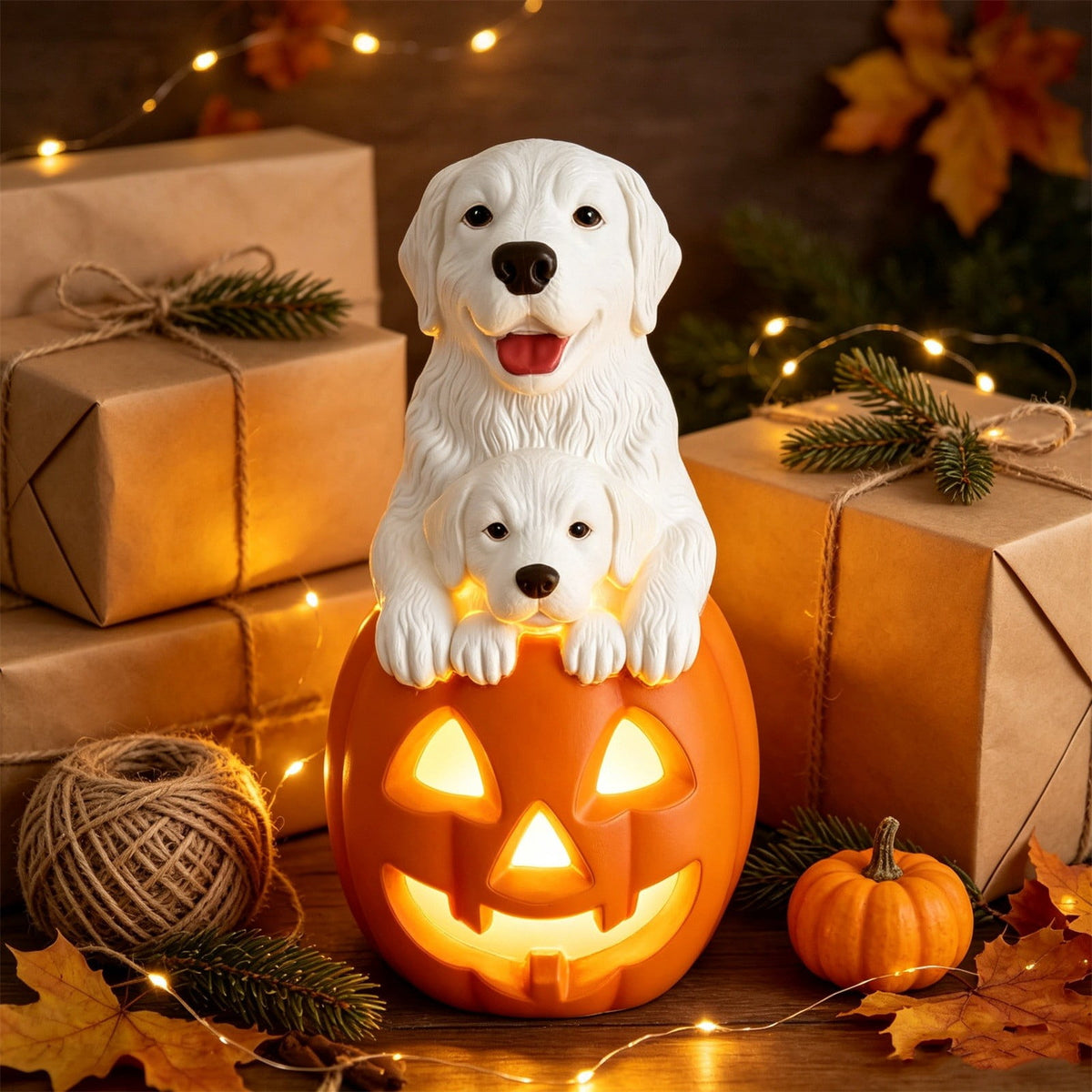 Gray Frenchie in Shark Costume Blow Mold, Halloween French Bulldog Statue with Light Up Pumpkin Decor, Cute Resin Outdoor Indoor Tabletop Dog Ornament, Entryway Patio Yard Decoration, 8"