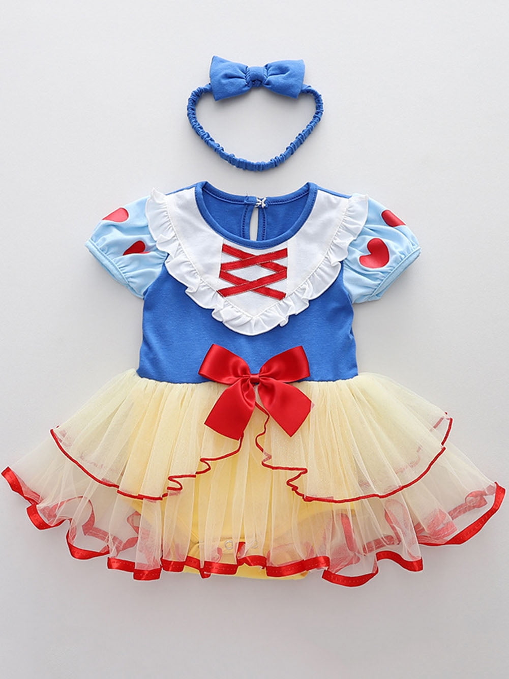 WIBACKER Infant Baby Girls Princess Romper Costume Onesie Fancy Dress Bodysuit with Headband Halloween Birthday Dresses