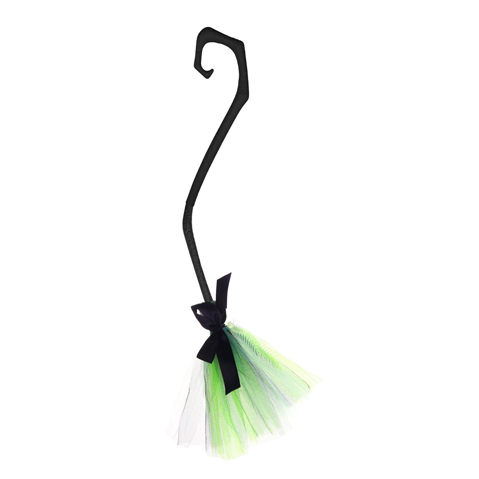 Halloween Witch Broom Cane with Ribbons, 38.2" Witches Broomstick for Wizard Costume Party, Photo Booth Accessory Stage Prop, Halloween Decoration, D