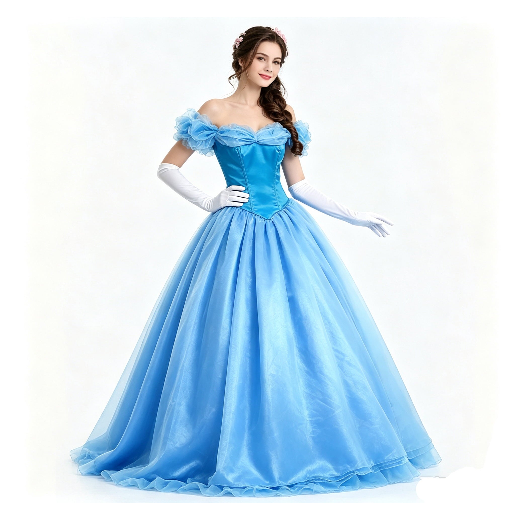 Women’s Off Shoulder Princess Costume Prom Gown Dress Long Wedding Dresses with Petticoat