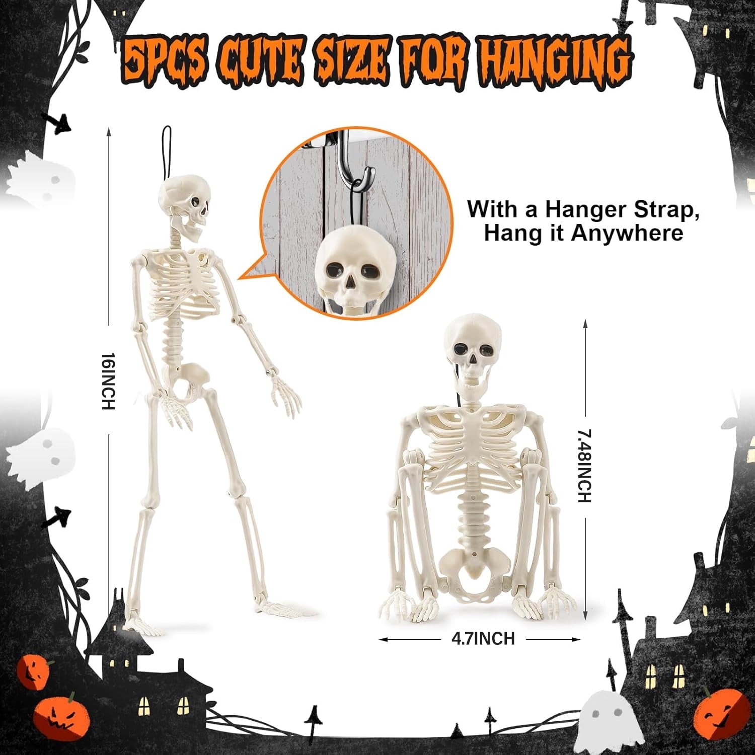 Ayieyill 2pcs Skeleton and Dog Skeleton Halloween Decorations Posable Skeletons Halloween Decorations Indoor Outdoor