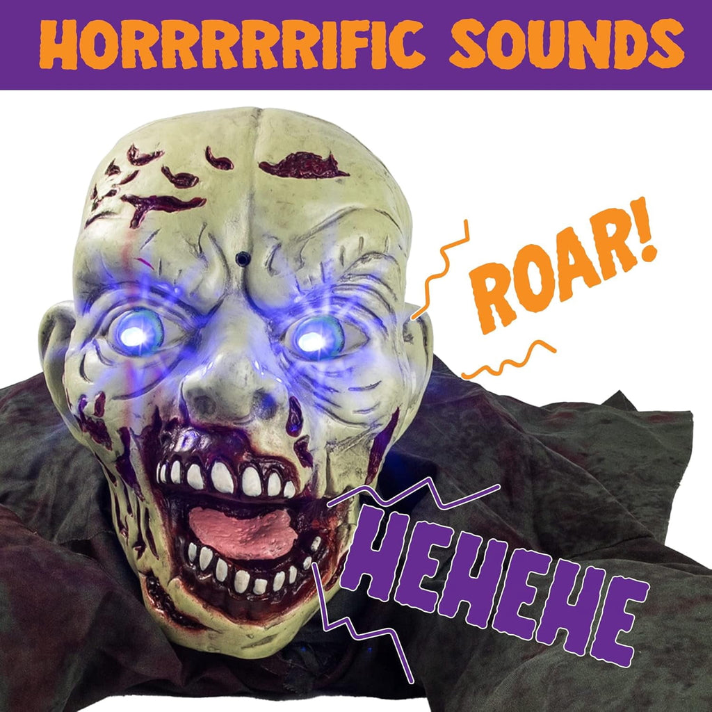Joyfy Halloween Decorations Outdoor Groundbreaker Creepy Life Size Light Up Climbing Zombie Groundbreaker with Sound,Motion Activated Halloween Decorations Haunted House Decorations