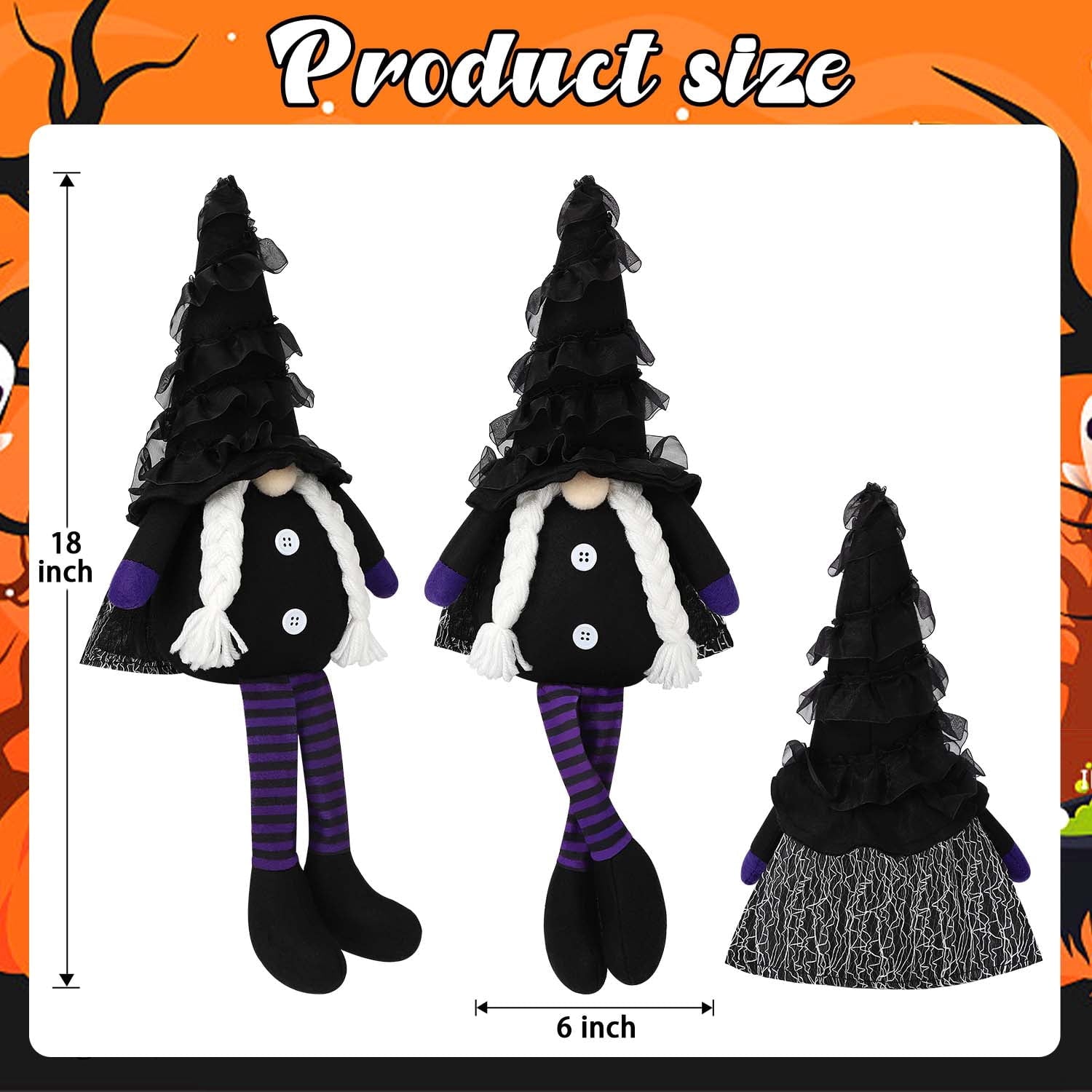 Ayieyill 2 Pack Halloween Gnomes Plush Decor, Halloween Gnome Decoration Gifts, Handmade Tomte Swedish Gnome Nisse Scandinavian Gnomes Orange
