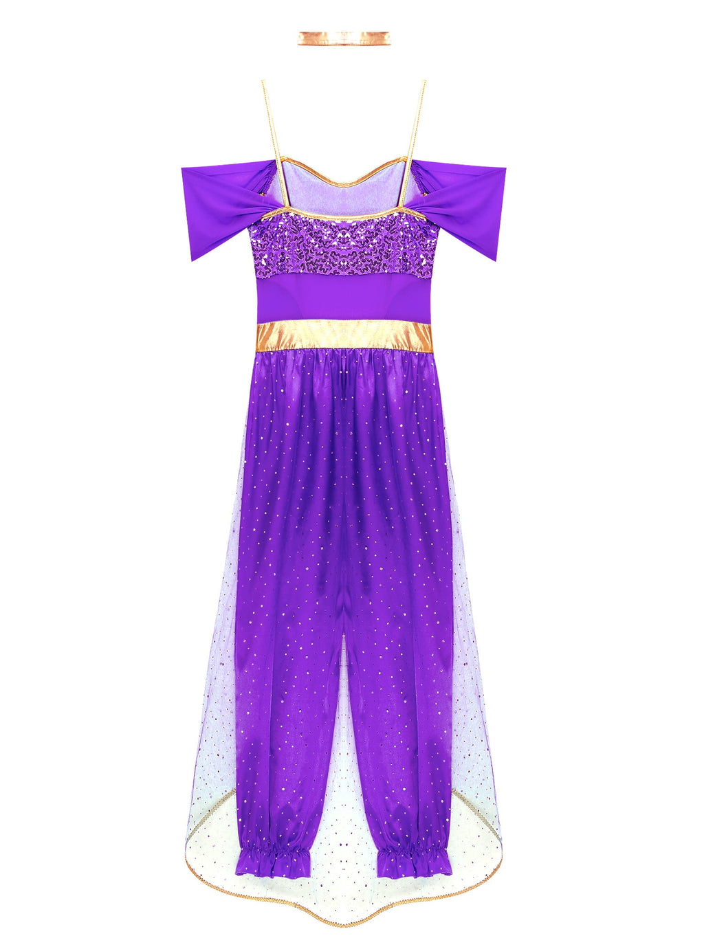 YiZYiF Women's Arabian Princess Dance Costume Halloween Party Fancy Dress Shiny Belly Dance Jumpsuit Turquoise B M